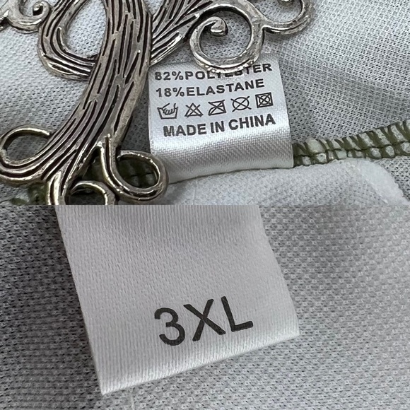 Olive Green One Piece Swim Suit Size 3X Plunging V-Neck Open Back Flutter Sleeve - Picture 6 of 16